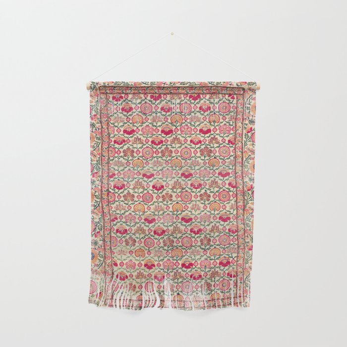 Vintage India Embroidered Textile, 17th Century Wall Hanging