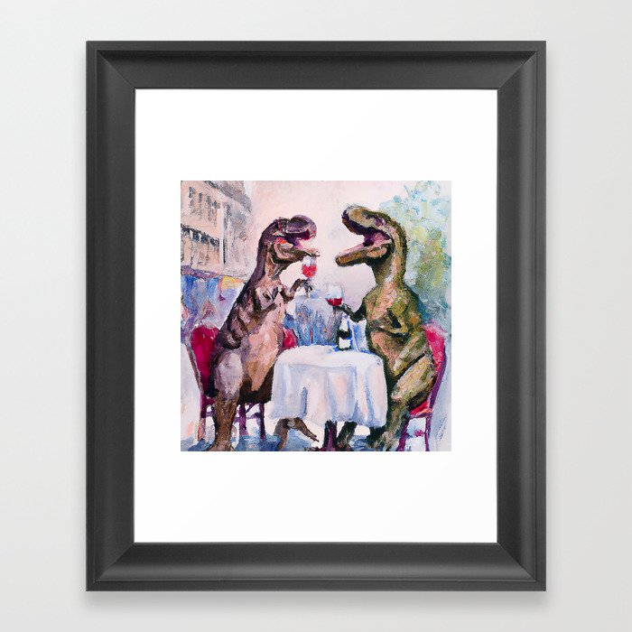 T-Rex couple date night Framed Art Print