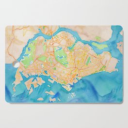 Singapore Watercolor Map Cutting Board
