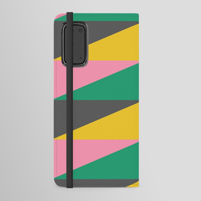Triangles in Pink Green and Yellow Android Wallet Case