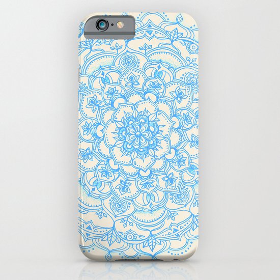 Pale Blue Pencil Pattern - hand drawn lace mandala iPhone & iPod Case