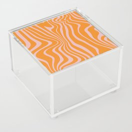 Psychedelic Waves 22, Zebra, Orange Light Pink Acrylic Box