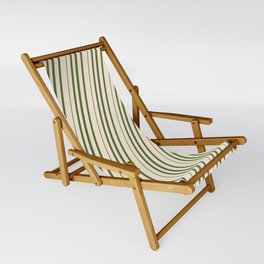 [ Thumbnail: Beige & Dark Olive Green Colored Striped/Lined Pattern Sling Chair ]
