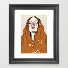 Red mermaid Framed Art Print