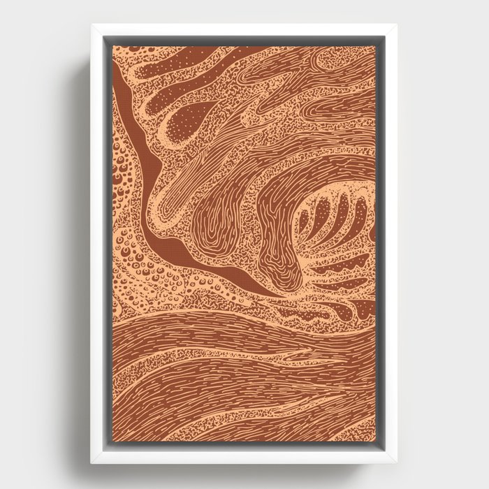 Mud Wave 2 - Abstract Lines - Terracotta Abstract - Modern, Contemporary Print - Brown, Burnt Orange Framed Canvas