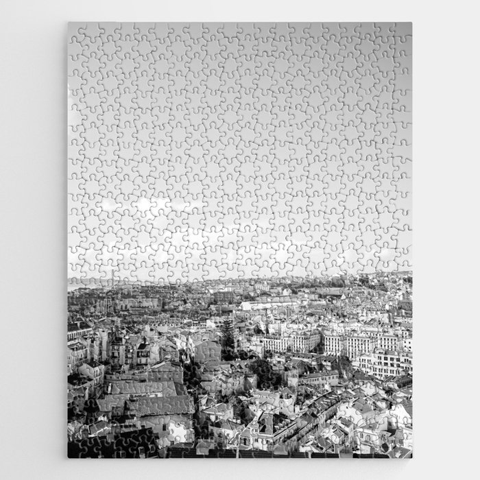 Lisbon viewpoint in black and white | Portugal fine art travel city photography Jigsaw Puzzle