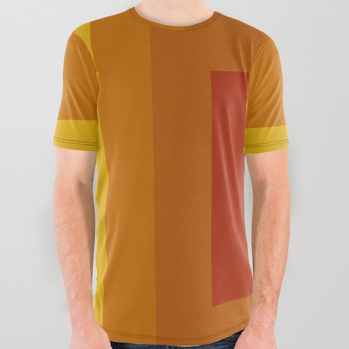 yellow and red graphic tee