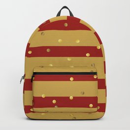 Christmas Golden confetti on Gold and Red Stripes Backpack | Stipespattern, Contrast, Horizontalstripes, Retrodecor, Minimalismdecor, Red And Gold, Monochrome, Stripedbackground, Vintagedecor, Gold And Red 