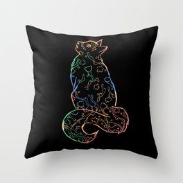Colorful Floral Cat Throw Pillow