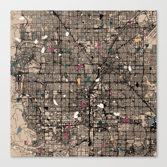 Les Vegas Collage in Terrazzo Style Canvas Print