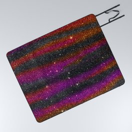 Geometrical luxury black orange purple glitter gradient Picnic Blanket