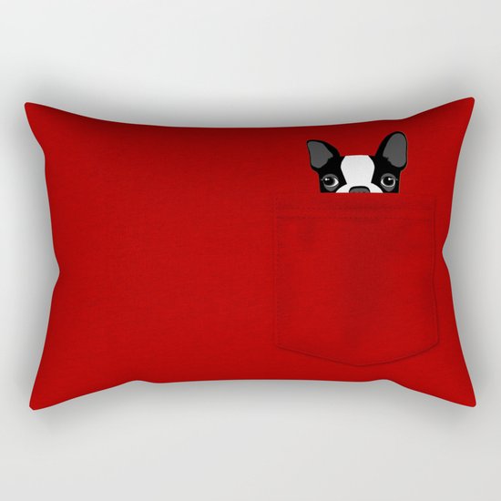 Pocket Boston Terrier Rectangular Pillow