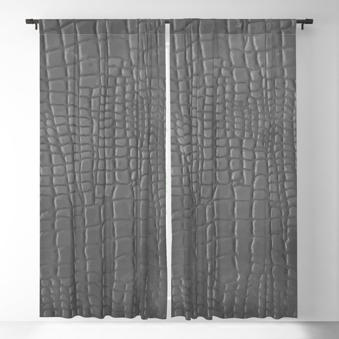 Gray Faux Leather Texture Crocodile, Black Faux Leather Shower Curtain