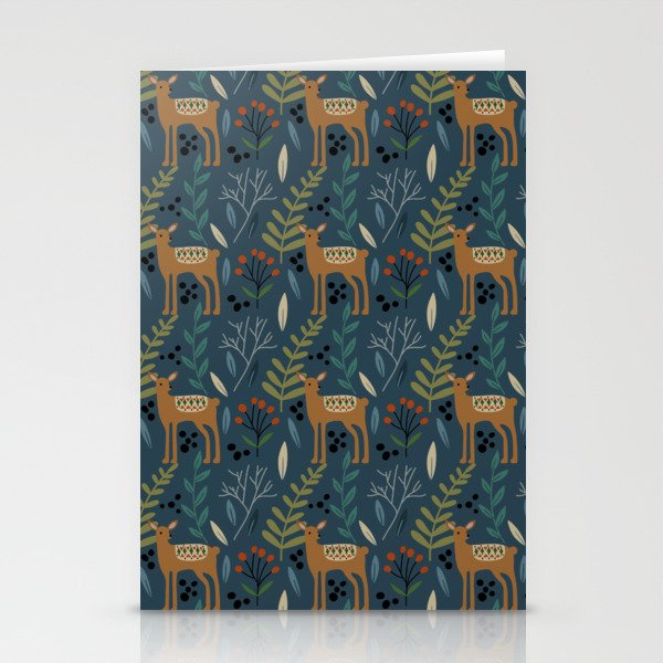 Christmas Deer Woodland Pattern Stationery Cards