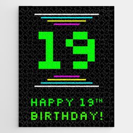 [ Thumbnail: 19th Birthday - Nerdy Geeky Pixelated 8-Bit Computing Graphics Inspired Look Jigsaw Puzzle ]