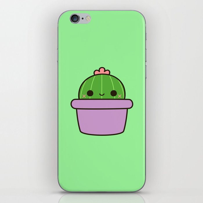 Cute cactus in purple pot iPhone Skin