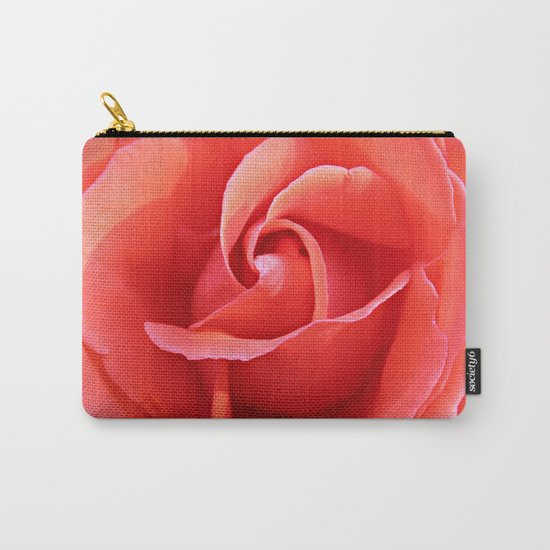 Salmon Floral Rose Abstract Carry-All Pouch