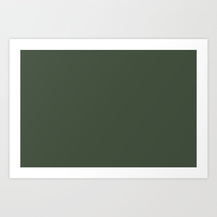 Dark Gray-Green Solid Color Pantone Black Forest 19-0315 TCX Shades of Green Hues Art Print