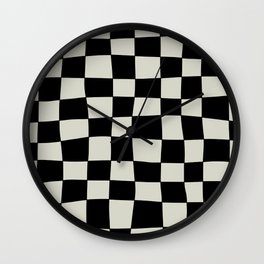 Hand Drawn Checkerboard Pattern (black/cream) Wall Clock