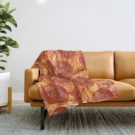Pepperoni Cheese Pizza Pattern Throw Blanket