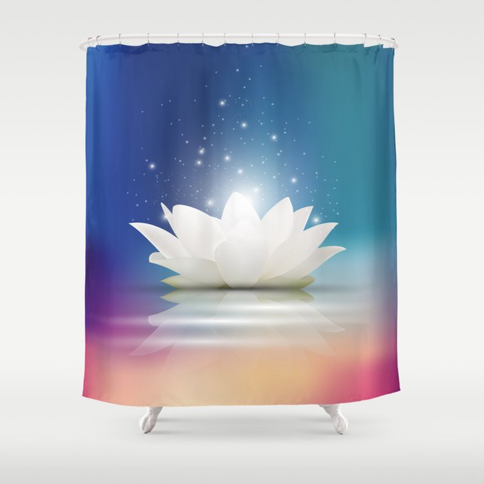 Elegant Gentle  White  Lotus / Lily flower Shower Curtain