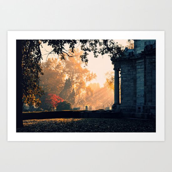 Fall morning at Green Lawn Art Print