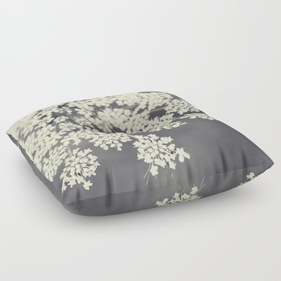 Black and White Queen Annes Lace Floor Pillow