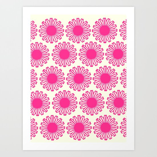 vintage flowers pink Art Print