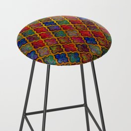 Moroccan tile red blue green iridescent pattern Bar Stool