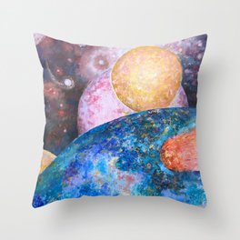 INCOMING- Colorful Abstract Impressionist Galaxy Painting  Throw Pillow