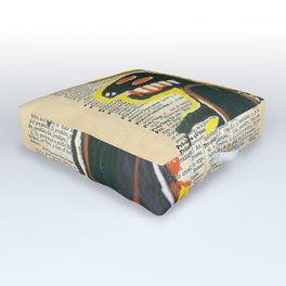Basquiat Dinosaur Style Vintage Dictionary Page Collage Outdoor Floor Cushion