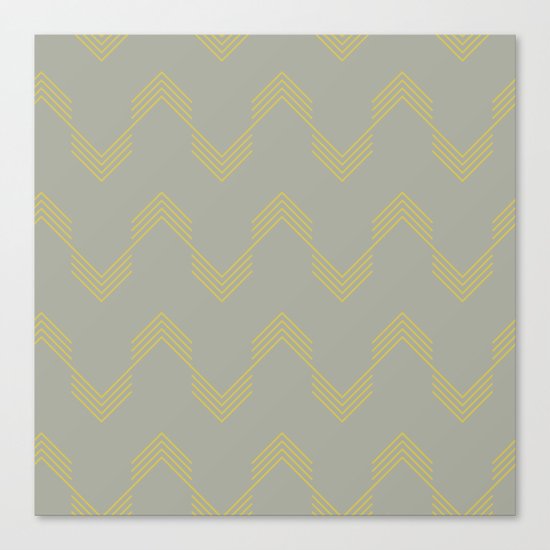 Simply Deconstructed Chevron Mod Yellow on Retro Gray Canvas Print
