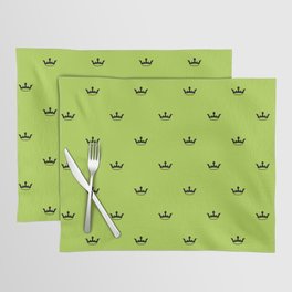 Black Crown pattern on Green background Placemat