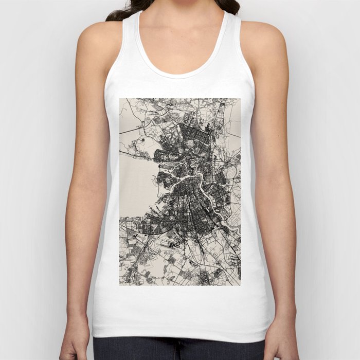 Russia, Saint Petersburg Map - Black and White Tank Top