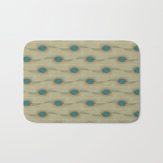 Teal Turquoise Circles Pattern Modern Abstract Bath Mat