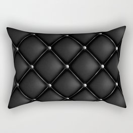 Black Quilted Leather Rectangular Pillow