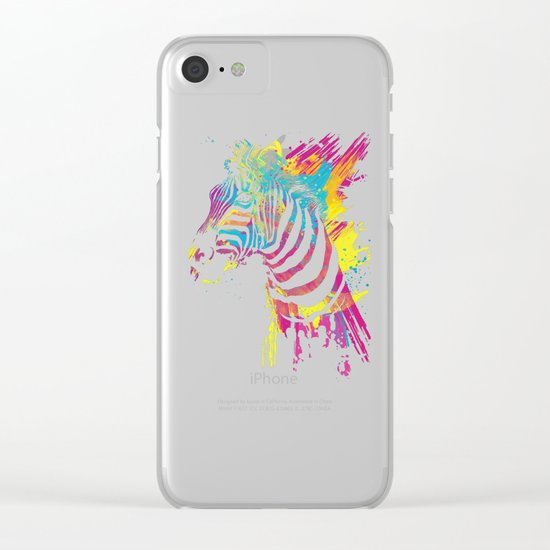Zebra Splatters Colorful Animals Clear iPhone Case