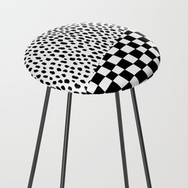 Dalmatian Spots Pattern with Checkered Stripe (black/white) Counter Stool