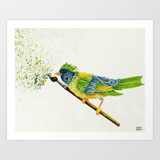 Feathers & Flecks (Canvas Background Edition) Art Print