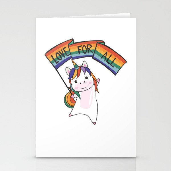 Rainbow Flag Gay Pride Lgbtq Unicorn Cute Animals Stationery Cards