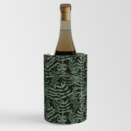 Ash - Green ash leaves on a black background Wine Chiller