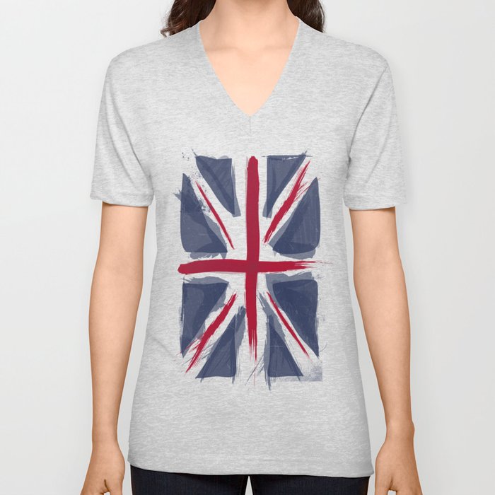 United Kingdom Flag V Neck T Shirt