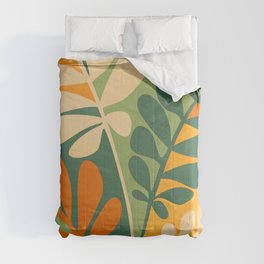 Retro Earthy Floral in Green and Orange Comforter