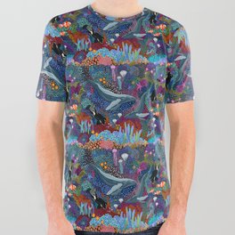 Whale Ocean Life All Over Graphic Tee