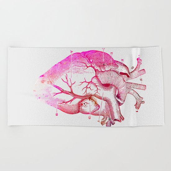Anatomy Of The Heart Beach Towel