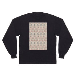 Christmas Pattern Knitted Stitch Snowflake Diamond Long Sleeve T-shirt