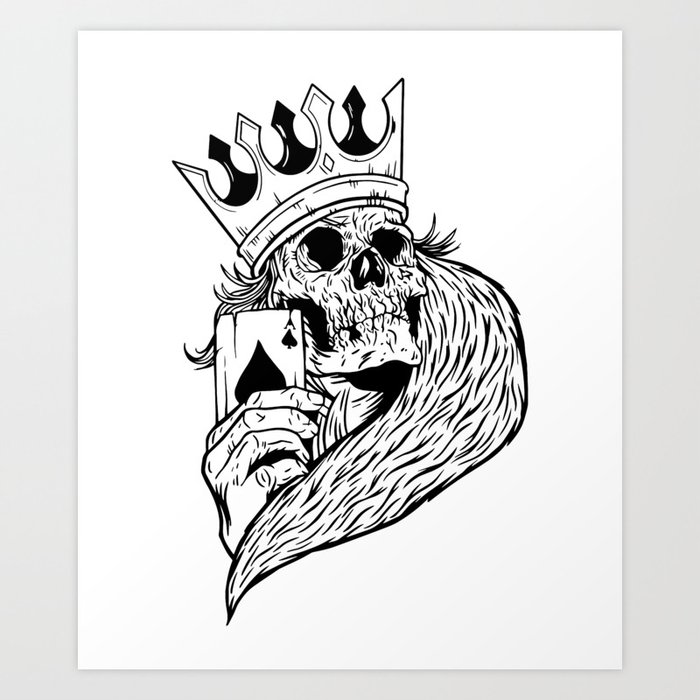 King Ace Skull Design - Skull Tattoo Design - Grim Reaper Art Print by