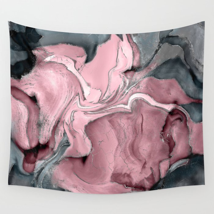 Blush rose watercolor - pastel pinks, grey and silver Wall Tapestry