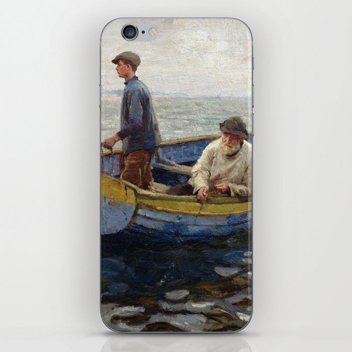 Fisherman vintage painting iPhone Skin