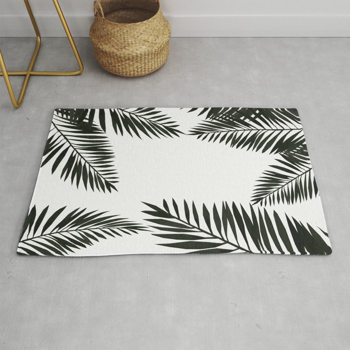 Black Watercolor Tropical Leaves Rug by LaVieClaire Society6